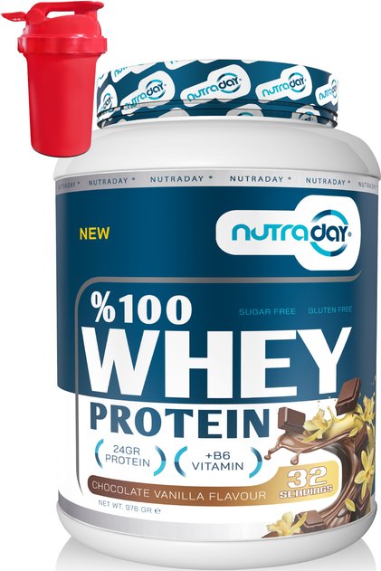 Whey Protein 976 Gr 32 Servings Chocolate Vanilla Flavored 24 Grams of Protein 100% Protein Powder Shaker Gifted with a Shaker