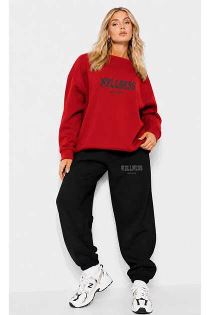 Oversize Wellness Self Love Written Tracksuit Set Unisex