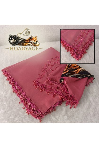 Handmade Crochet with Sand Beads, Yemeni Cheesecloth, Scarf, 4 Edges Embroidered