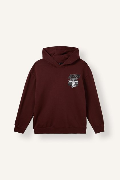 Initial D Lisanslı Boxy Fit Kapüşonlu Sweatshirt H4139AX26AU