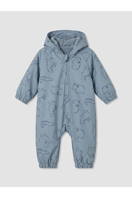 Blue Patterned Hooded Baby Boy Astronaut Coat