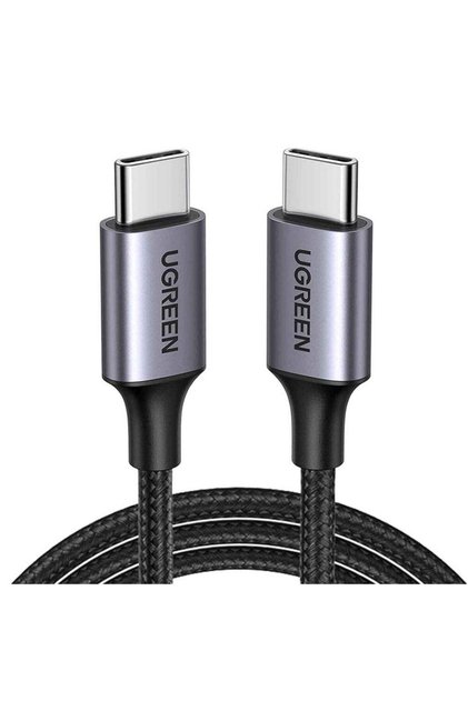 Cablu de date US261 (50150), USB-C la USB-C, 3A, 60W, 1m, Nylon, gri - gri