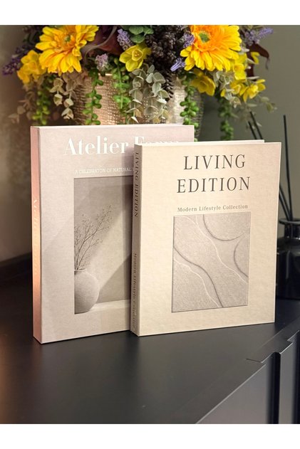 Atelier Form ve Living Edition Dekoratif Kitap Kutu Seti 2’li – Bej