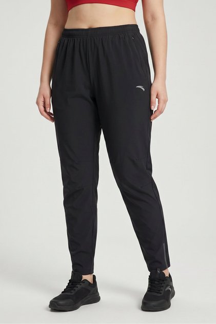 Women Slim Fit Brand Logo Training Track Pants, Black