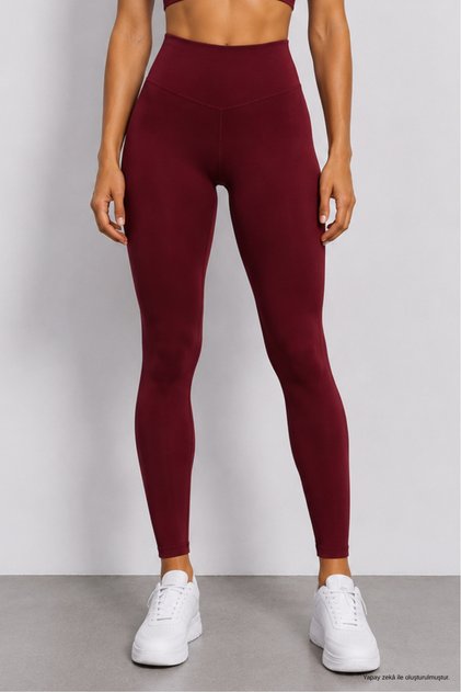 Women's Burgundy High Waist Stretchy Tights