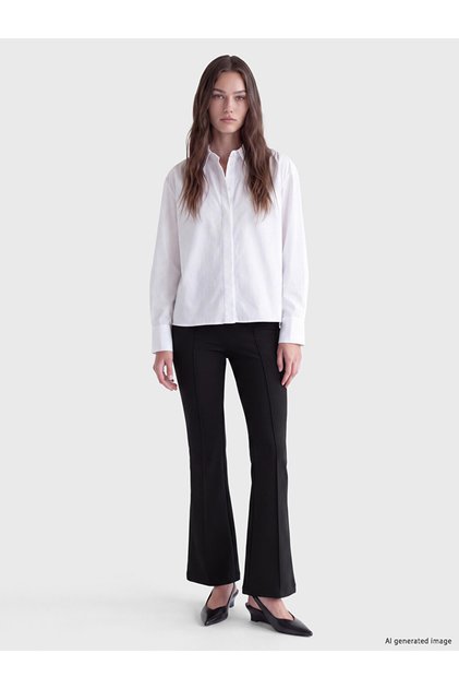 Lcw Modest Black Slim Fit Flared Women's Trousers