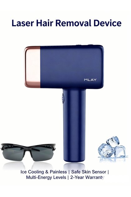 T14 Painless Ice Compress Laser Hair Removal Device, 500,000 Flashes Epilator For Whole Body Bikini Line Arm Armpit Face Back Leg (1*HR Lamp) Dark Blue