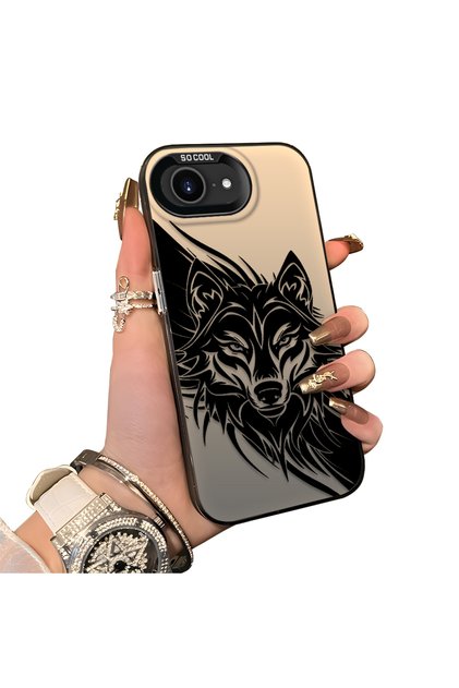 iPhone 17E Compatible Hard Acrylic Back Silicone Edge Lens Protection Case Wolf