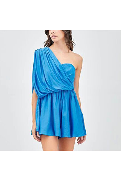 Women's Blue One shoulder Mini Dress