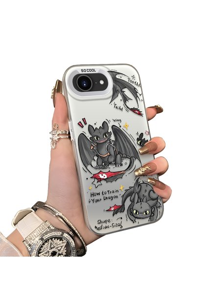 iPhone 17E Compatible Hard Acrylic Back Silicone Edge Lens Protection Case Dragon