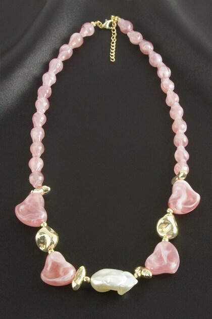 Zr Model Heart Pearl Plastic Bead Necklace