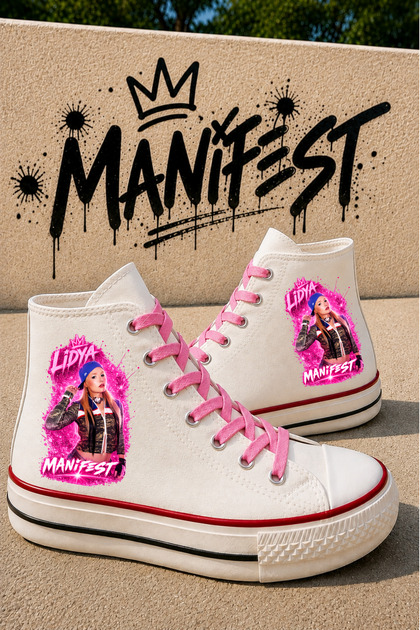 Manifest Printed White High-Top School Shoes Sneaker Sports Shoes