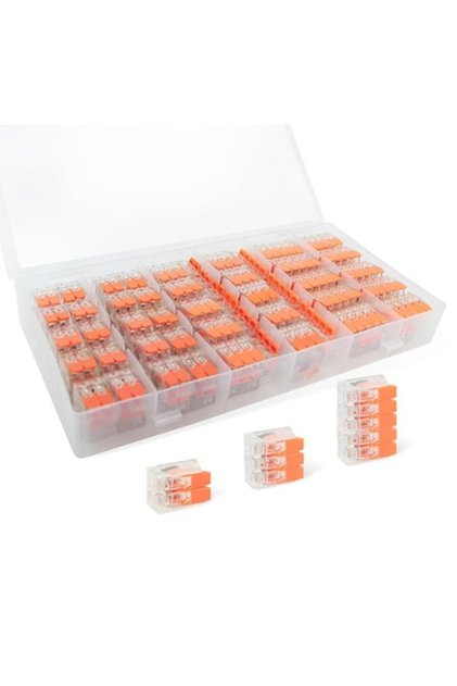 Set de 90 de bucăți Conectori rapizi pentru conductoare electrice, Rqiurpn, Transparent, Compact, pentru 2/3/5 conductoare, Portocaliu