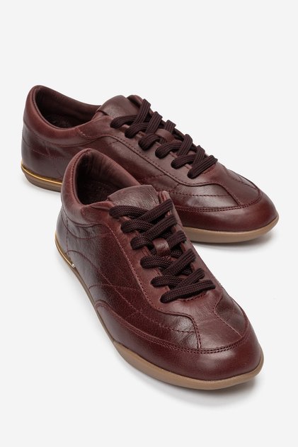 Colette Burgundy Skin Genuine Leather Women's Casual Sports Shoes
