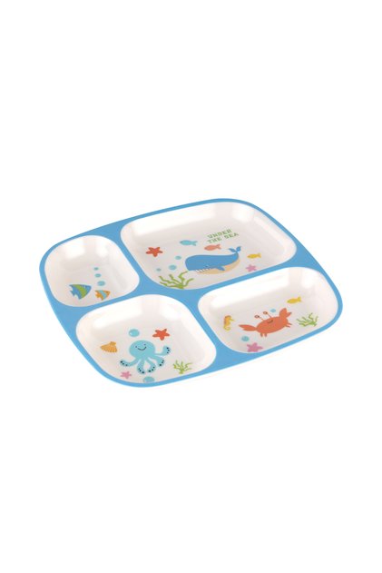 Baby Plate RF11931, Melamine, 4 Compartments, Blue