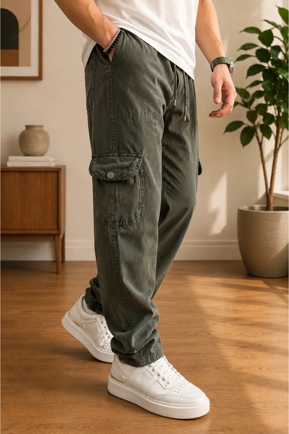 Men's Baggy Pants Green Cd189