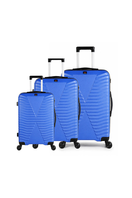 ABS 4-Wheel Hard Trolley Bag Set 017 – 3 Piece Blue, 20/24/28 Inches