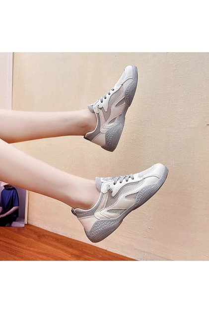 Women's Gray Mesh Sneakers