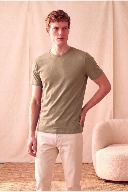 Men's 100% Cotton Sea Green Short Sleeve Crew Neck Basic T-Shirt Olav