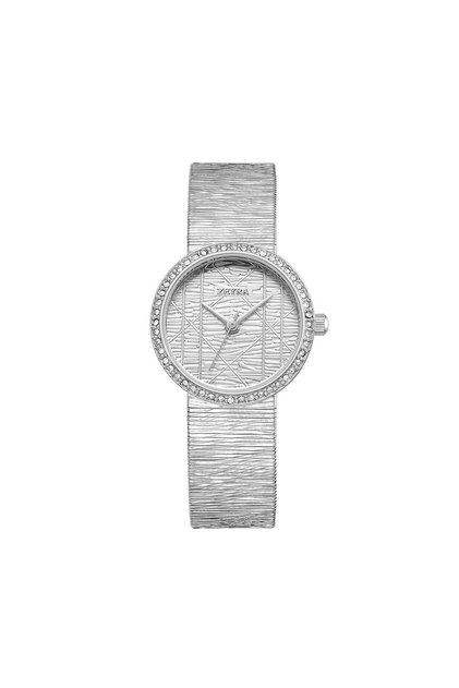 Zeyra Silver Women's Wristwatch with Flexible Metal Strap and Sparkling Rhinestone Bezel for Occasions