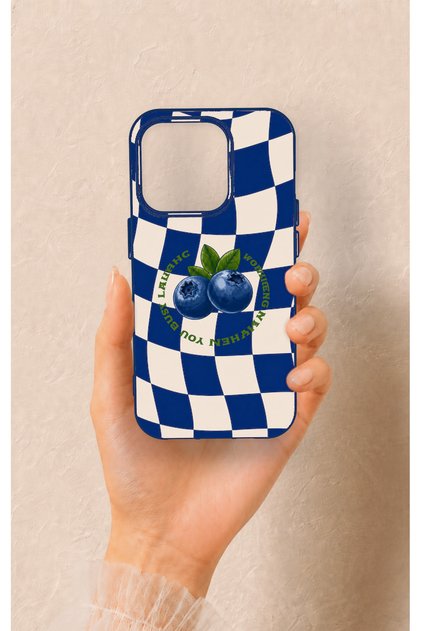 iPhone 15 Pro Compatible Blueberry Patterned Silicone Case