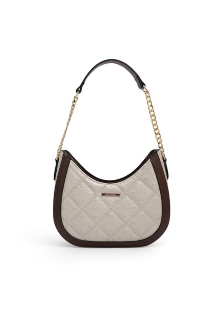 Beige - Brown Logo Women's Shoulder Bag Sp1168
