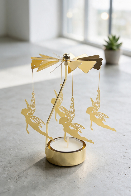 Isı İle Dönen Perili Mumluk (Gold/Altın)