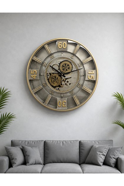 60x60cm LÜKS ÇARKLI METAL KASA DUVAR SAATİ MİLANO ANTİK
