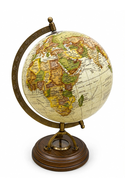 Decorative World Globe with Wooden Compass 4138-Be
