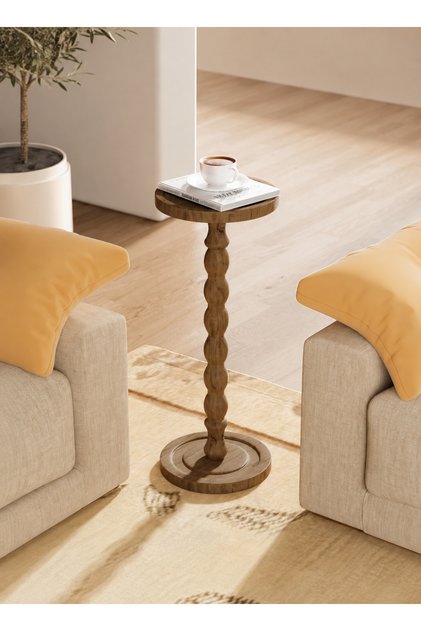 طاولة جانبية/طاولة قهوة مستديرة من خشب الجوز بتصميم كلاسيكي لغرف النوم وغرف المعيشة والحديقة