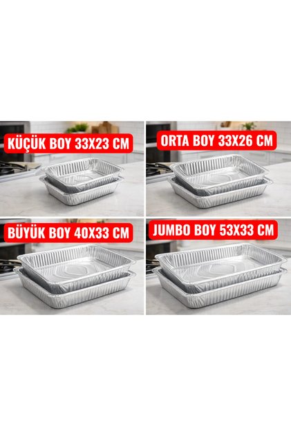 Aluminyum folyo tepsi kullan at büyük boy 50 adet