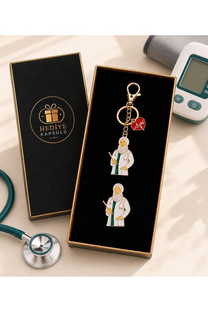 Doctor Themed Keychain and Doctor Brooch Gift Set | Special Premium Gift for Health Care Workers