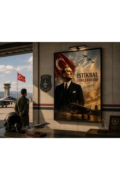 Mustafa Kemal Atatürk İstikbal Göklerdedir Kanvas Duvar Tablosu