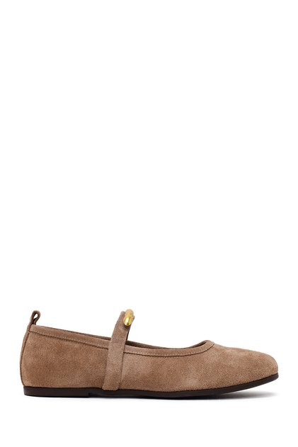 Women's Mink Buckle Suede Leather Ballerinas Af180005Ds