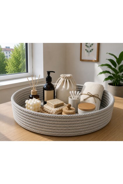 Decorative Basket 30X8 cm | Multi-Purpose Knitting Organizer | Stylish Organizer Basket | For Living Room, Bathroom, and Bedroom