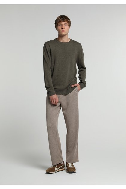 Regular Fit Mid Waist Straight Men's Beige Sweatpants