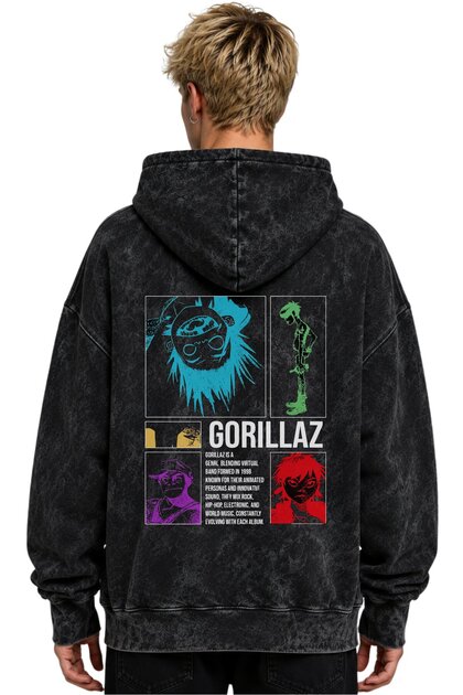 Gorillaz Rock Metal Music Band Printed Unisex Oversize Premium Washable Hoodie Sweatshirt