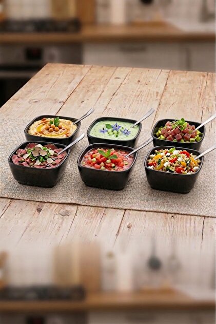 6 Pieces 10 cm Black Square Bowl Unbreakable Melamine Soup Bowl Sauce Bowl Snack Bowl (10 X 10 cm)