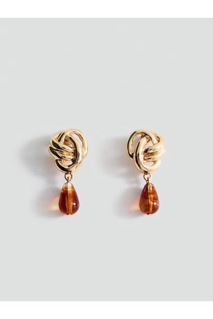 Gold Knot Coffee-Colored Women's Earrings