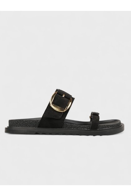Women's Summer Flat Slippers - 230 3178 - Black Suede