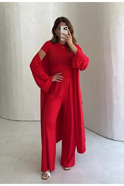 Red Viscose Triple Set - 4137
