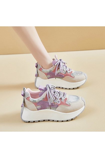 Women's Purple Mesh Lace-Up Sneakers