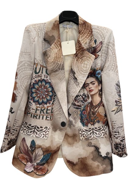 Sacou dama casual oversize multicolor cu imprimeu floral Frida