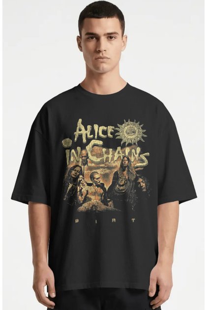 Alice in Chains Rock Metal Music Band Printed Unisex Oversize Premium T-Shirt