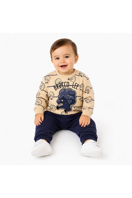 Baby Cotton 2-Piece Boy Girl Baby Printed Daily Comfortable Organic Top and Bottom Seasonal Set 6-24 Months