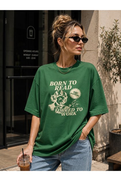 Women's Printed Half Oversized Printed Casual T-Shirt