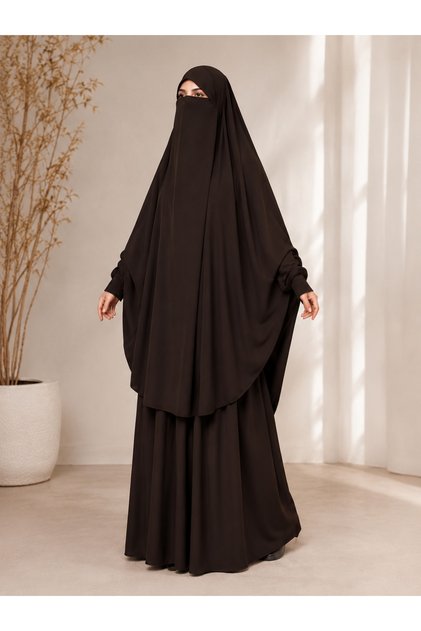 Afghan Takar Sharif Medina Silk Double Hijab Set with Veil and Without Veil