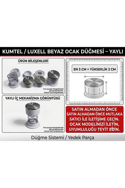 Luxell Cam Ocak Düğme Seti Yaylı