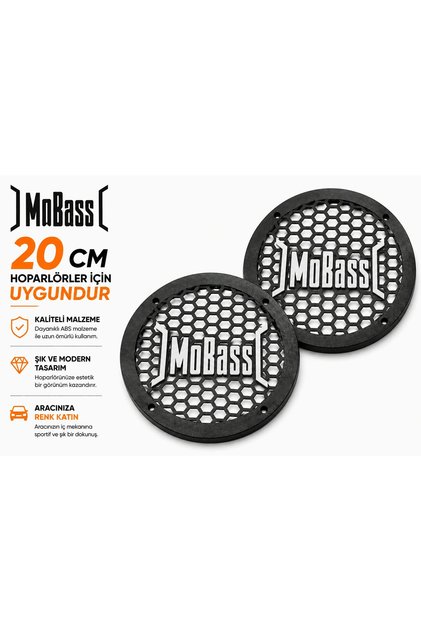 20cm Hoparlör Kapağı - Logolu Kaliteli Plastik Midrange Hoparlör Kapak 20 cm - 2 Adet