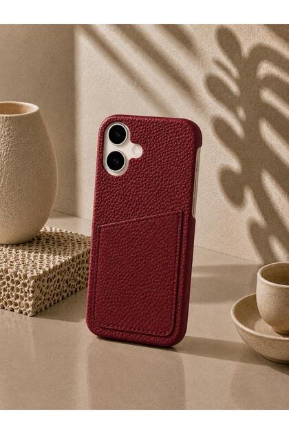 iPhone 17 (6.3 Inch) Compatible Leather Phone Case with Open Sides, Frameless Slim Design, Card Holder Compartment and Card Slot